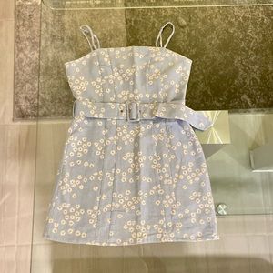 Zara Daisy Belted Mini Dress (size M, baby blue)
